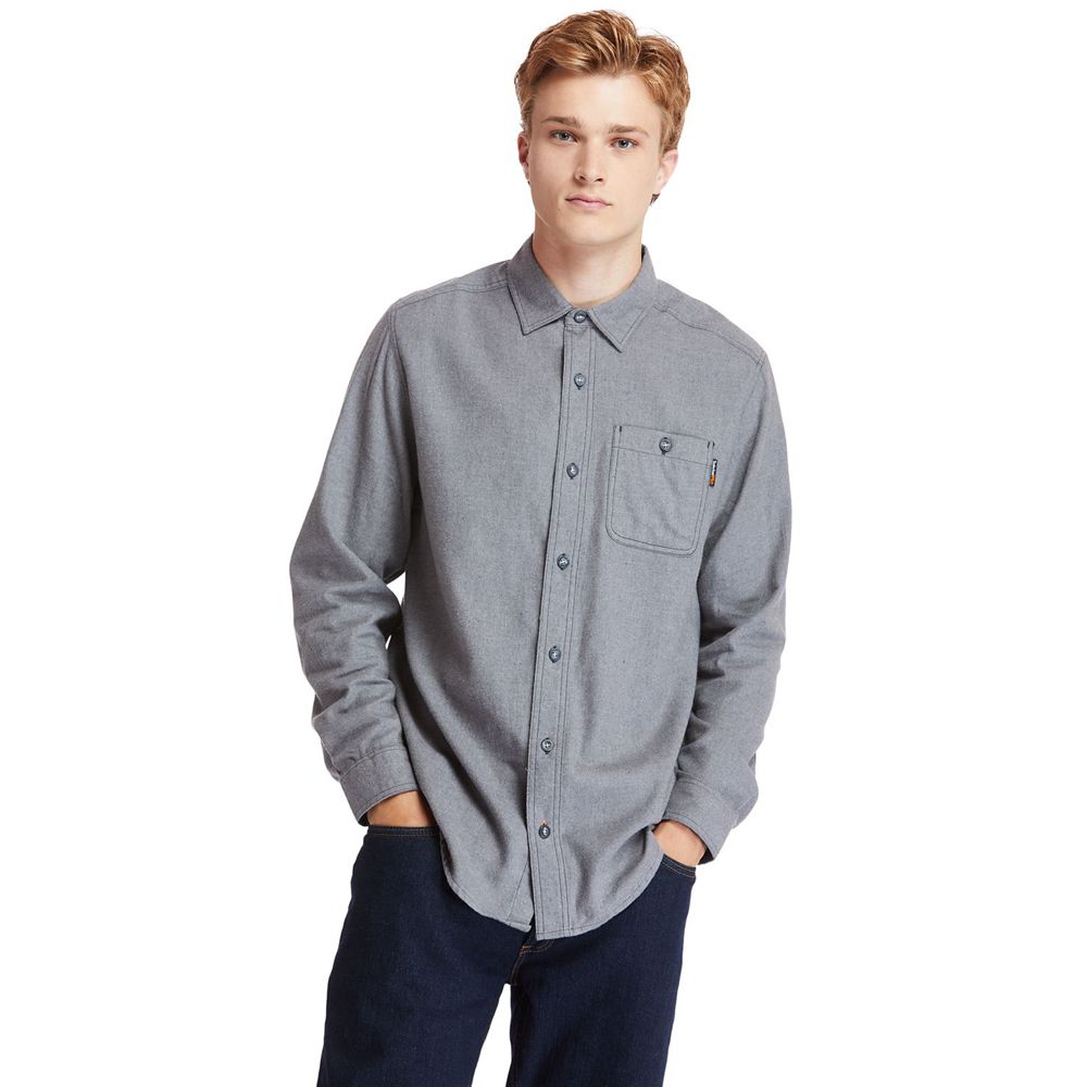 Camisa Timberland Argentina Hombre - Pro® Woodfort Mid-Weight Flex Flannel Work - Gris - RLXWFE-560